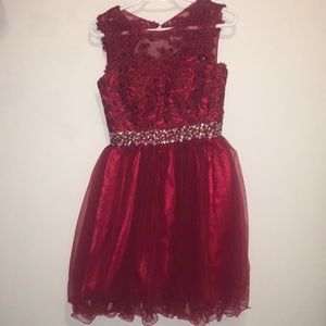 Red and sliver short prom dress